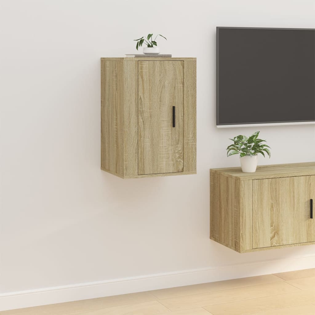 Meuble TV Blanc Mat et Bois - 2 Pièces-Mon Meuble TV-Chêne sonoma-1-40 x 34.5 x 60 cm-34