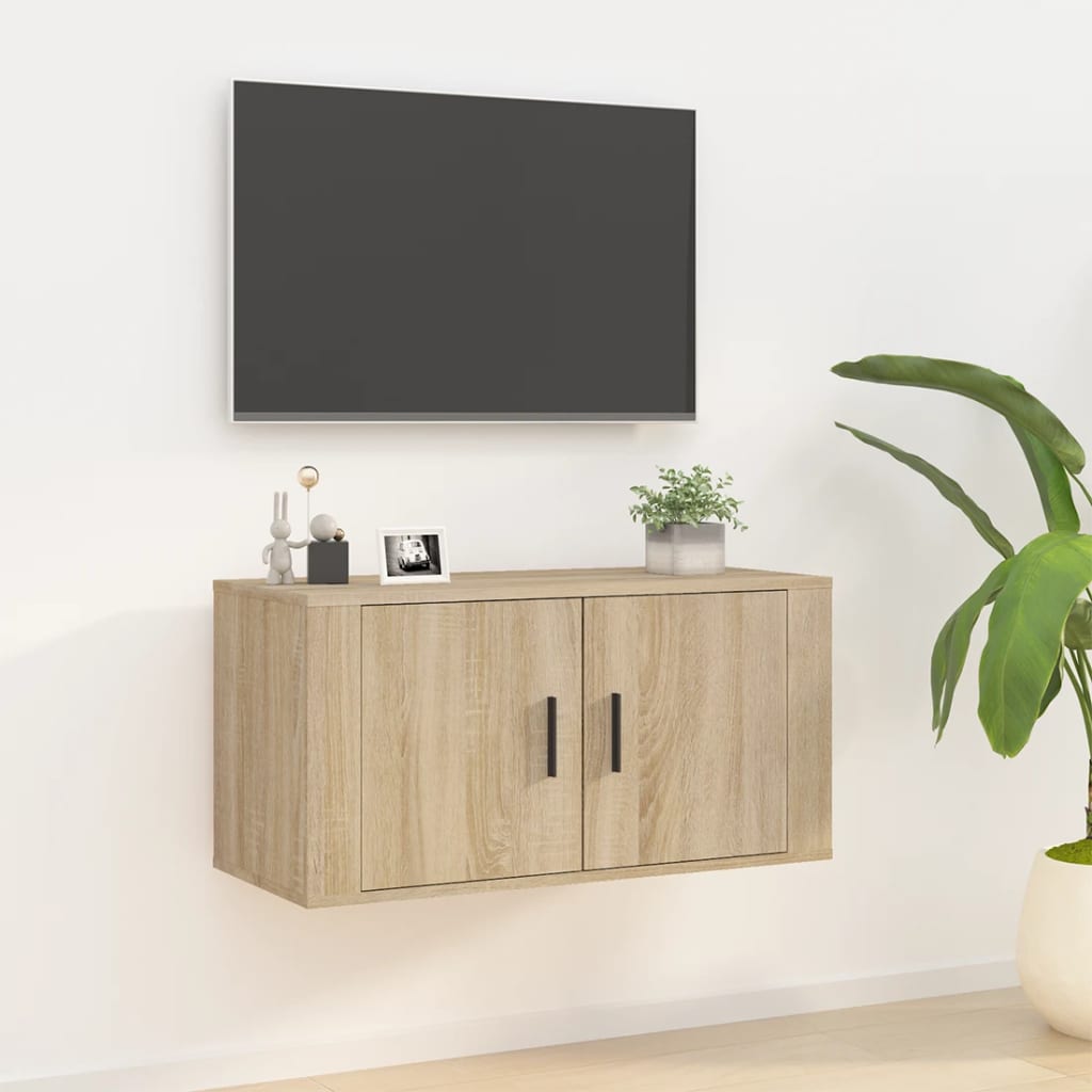 Meuble TV Blanc Mat et Bois - 2 Pièces-Mon Meuble TV-Chêne sonoma-1-80 x 34.5 x 40 cm-51