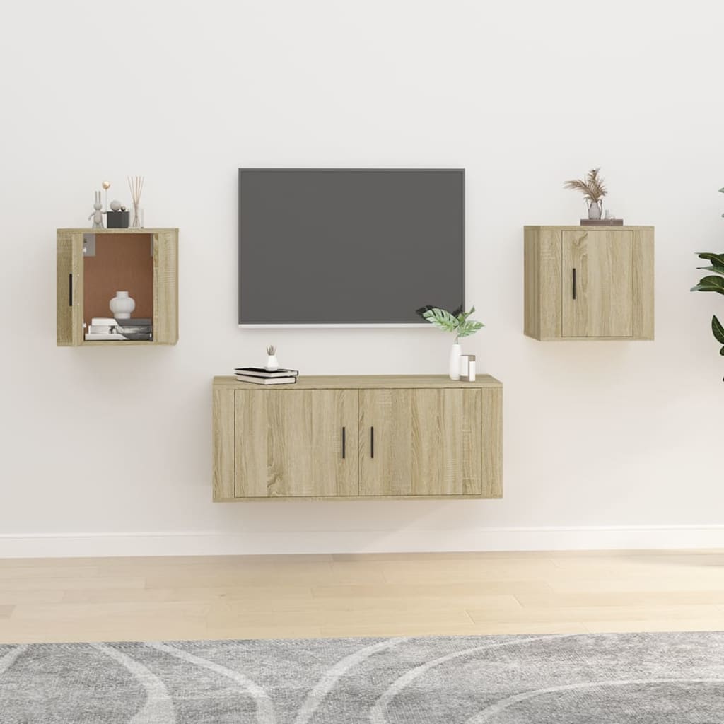 Meuble TV Blanc Mat et Bois - 2 Pièces-Mon Meuble TV-Chêne sonoma-2-40 x 34.5 x 40 cm-60