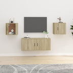 Meuble TV Blanc Mat et Bois - 2 Pièces-Mon Meuble TV-Chêne sonoma-2-40 x 34.5 x 40 cm-60