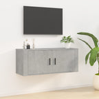 Meuble TV Blanc Mat et Bois - 2 Pièces-Mon Meuble TV-Gris béton-1-100 x 34.5 x 40 cm-17