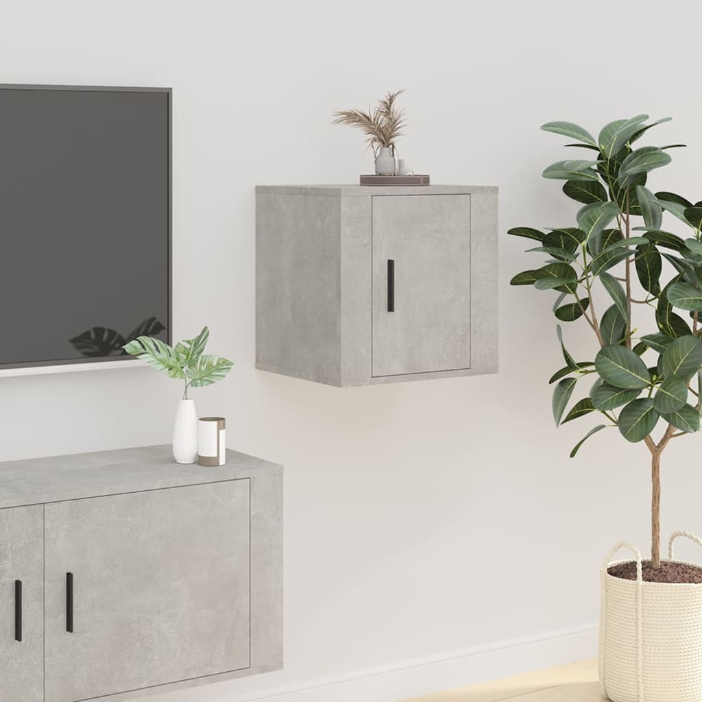 Meuble TV Blanc Mat et Bois - 2 Pièces-Mon Meuble TV-Gris béton-1-40 x 34.5 x 40 cm-29
