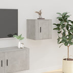 Meuble TV Blanc Mat et Bois - 2 Pièces-Mon Meuble TV-Gris béton-1-40 x 34.5 x 40 cm-29