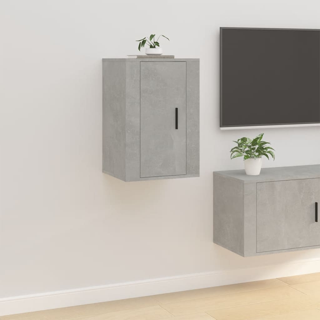 Meuble TV Blanc Mat et Bois - 2 Pièces-Mon Meuble TV-Gris béton-1-40 x 34.5 x 60 cm-31