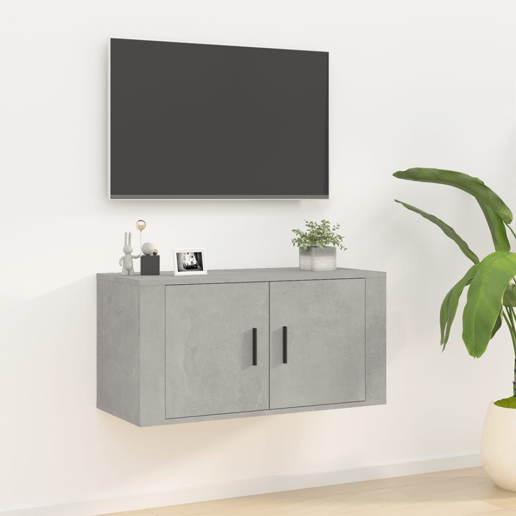 Meuble TV Blanc Mat et Bois - 2 Pièces-Mon Meuble TV-Gris béton-1-80 x 34.5 x 40 cm-49