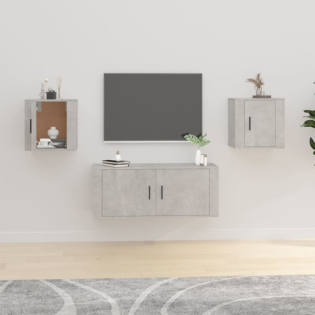 Meuble TV Blanc Mat et Bois - 2 Pièces-Mon Meuble TV-Gris béton-2-40 x 34.5 x 40 cm-59