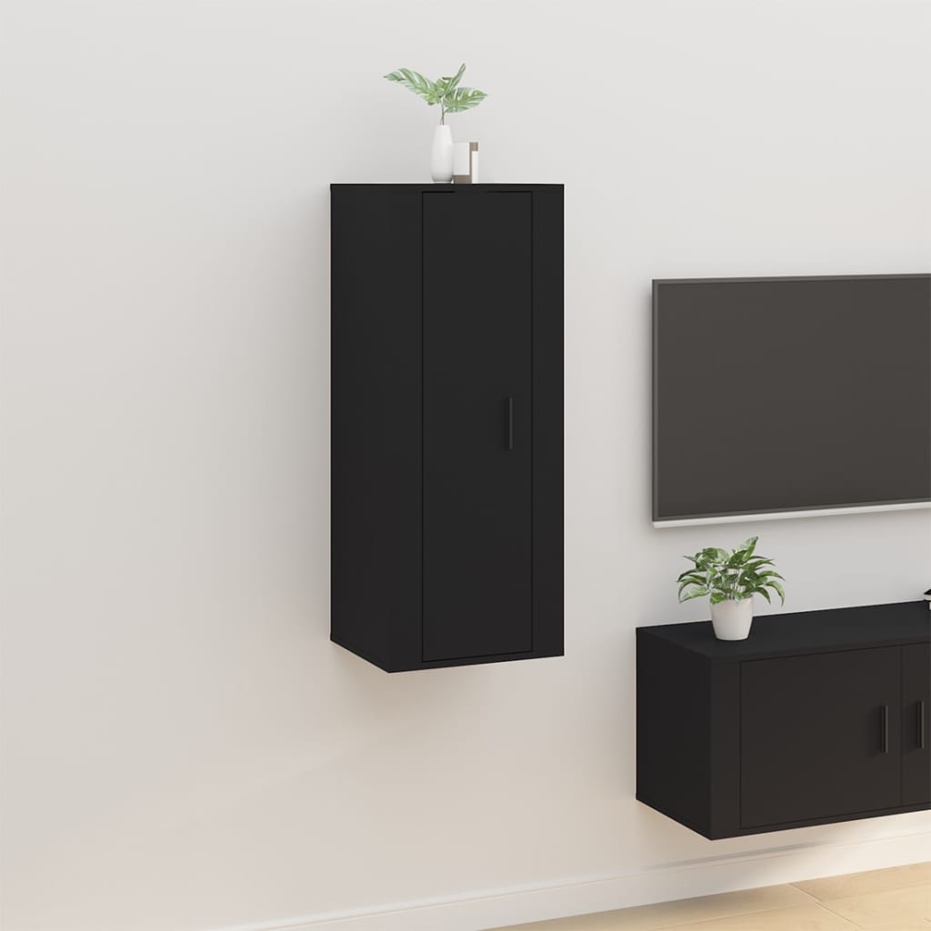 Meuble TV Blanc Mat et Bois - 2 Pièces-Mon Meuble TV-Noir-1-40 x 34.5 x 100 cm-19