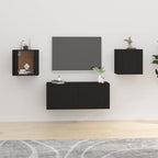 Meuble TV Blanc Mat et Bois - 2 Pièces-Mon Meuble TV-Noir-2-40 x 34.5 x 40 cm-58
