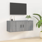 Meuble TV Blanc Mat et Bois - 2 Pièces-Mon Meuble TV-Sonoma gris-1-100 x 34.5 x 40 cm-16