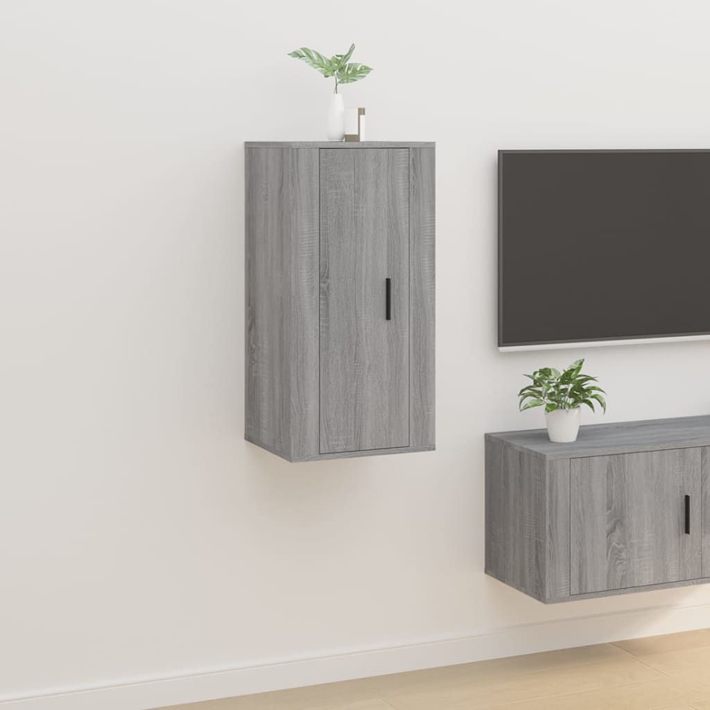 Meuble TV Blanc Mat et Bois - 2 Pièces-Mon Meuble TV-Sonoma gris-1-40 x 34.5 x 80 cm-40