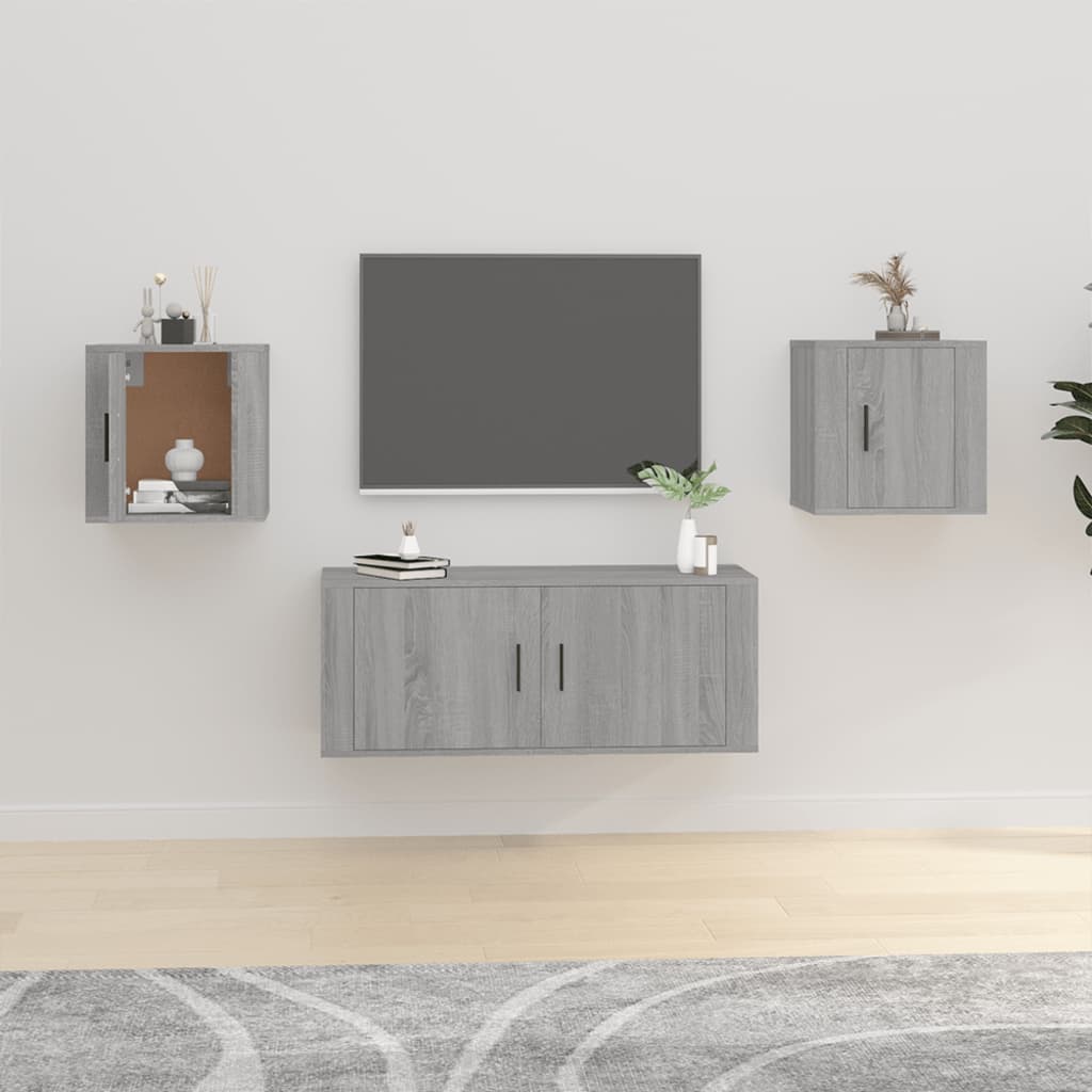 Meuble TV Blanc Mat et Bois - 2 Pièces-Mon Meuble TV-Sonoma gris-2-40 x 34.5 x 40 cm-64