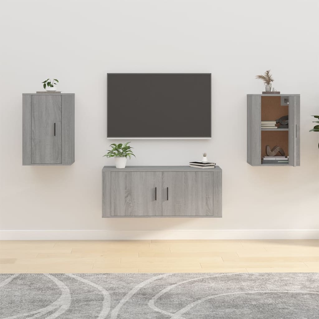 Meuble TV Blanc Mat et Bois - 2 Pièces-Mon Meuble TV-Sonoma gris-2-40 x 34.5 x 60 cm-66
