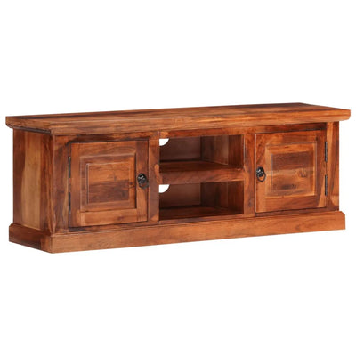 Meuble TV Bois avec Rangement en Acacia Massif - 112 cm