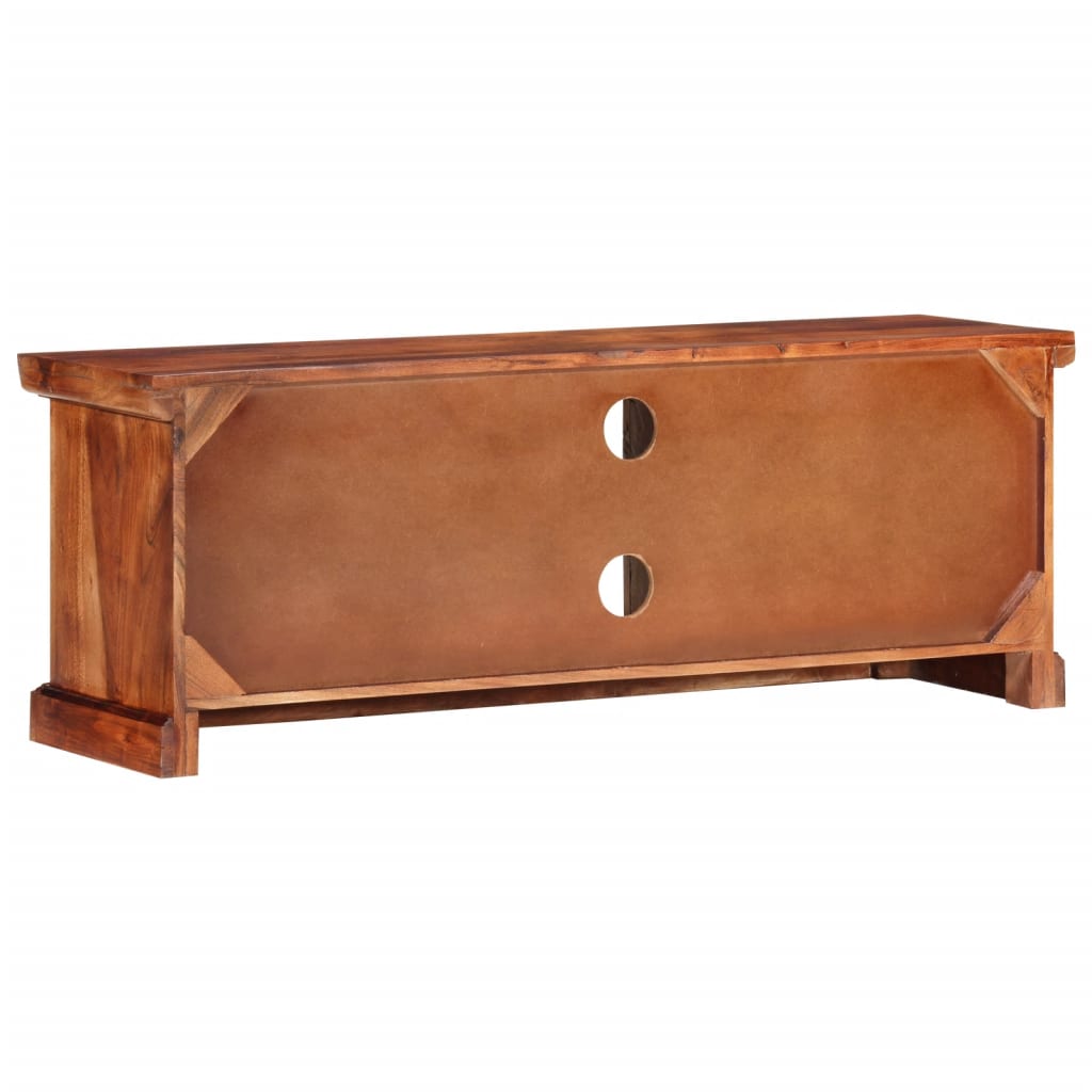 Meuble TV Bois avec Rangement en Acacia Massif - 112 cm-Mon Meuble TV-4