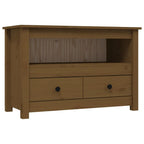 Meuble TV Bois Bas en Pin Massif - 79 cm-Mon Meuble TV-Naturel-1-2