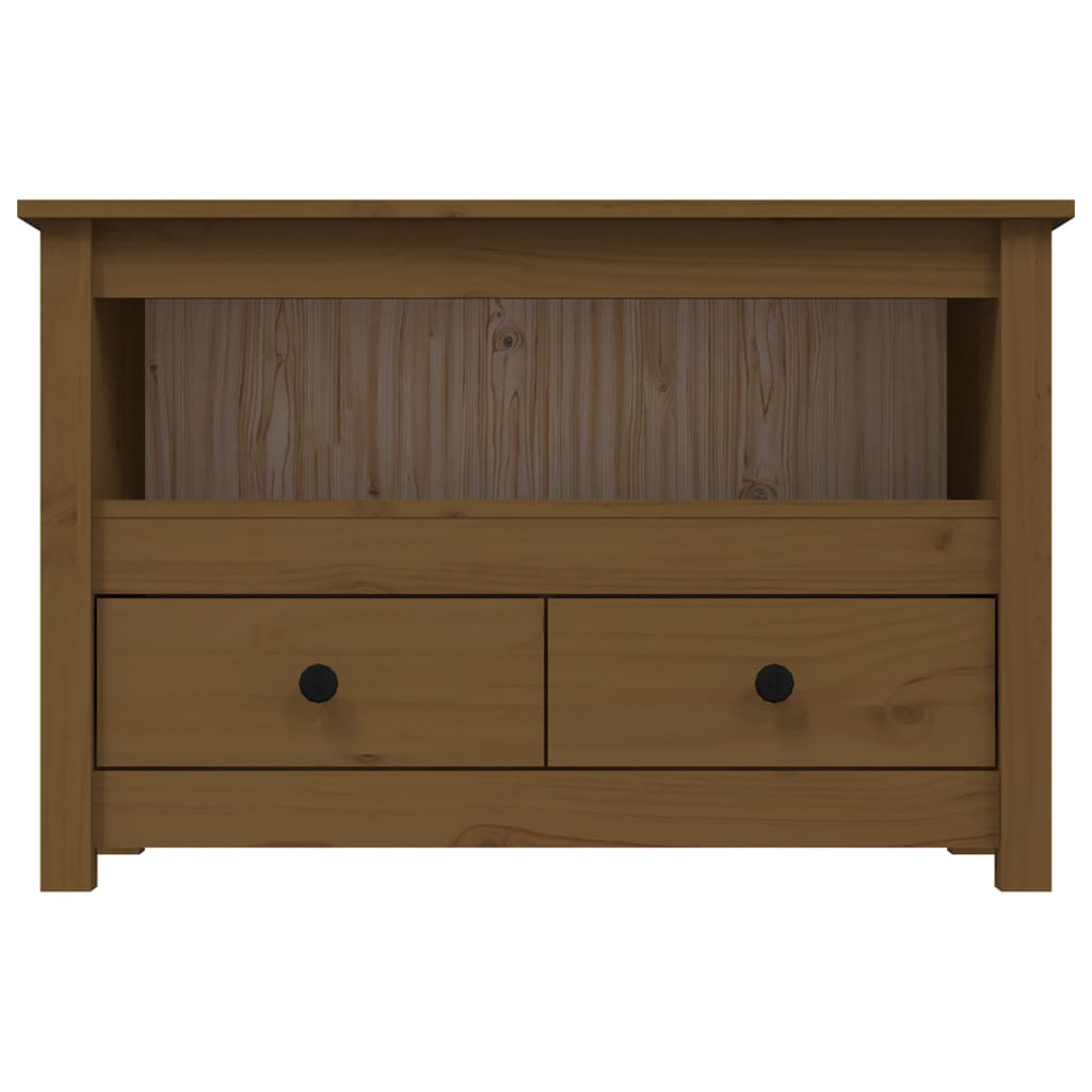 Meuble TV Bois Bas en Pin Massif - 79 cm-Mon Meuble TV-Naturel-1-6