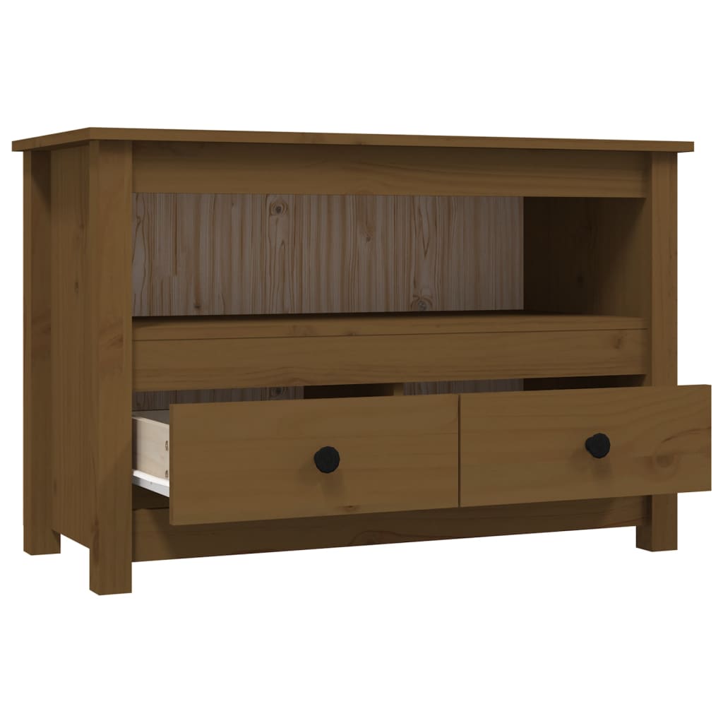 Meuble TV Bois Bas en Pin Massif - 79 cm-Mon Meuble TV-Naturel-1-7