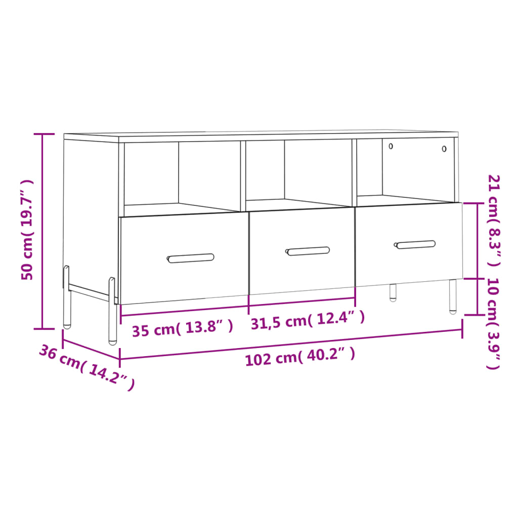 Meuble TV Bois Beige Effet Chêne et Métal - 102 cm-Mon Meuble TV-Gris béton-1-12
