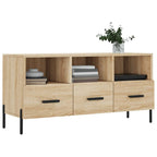 Meuble TV Bois Beige Effet Chêne et Métal - 102 cm-Mon Meuble TV-Gris béton-1-3