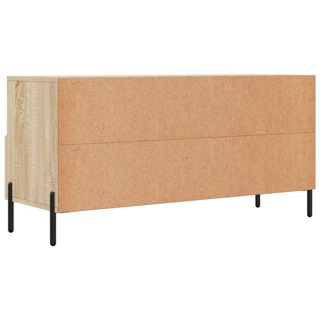 Meuble TV Bois Beige Effet Chêne et Métal - 102 cm-Mon Meuble TV-Gris béton-1-8