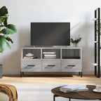 Meuble TV Bois Beige Effet Chêne et Métal - 102 cm-Mon Meuble TV-Sonoma gris-1-17