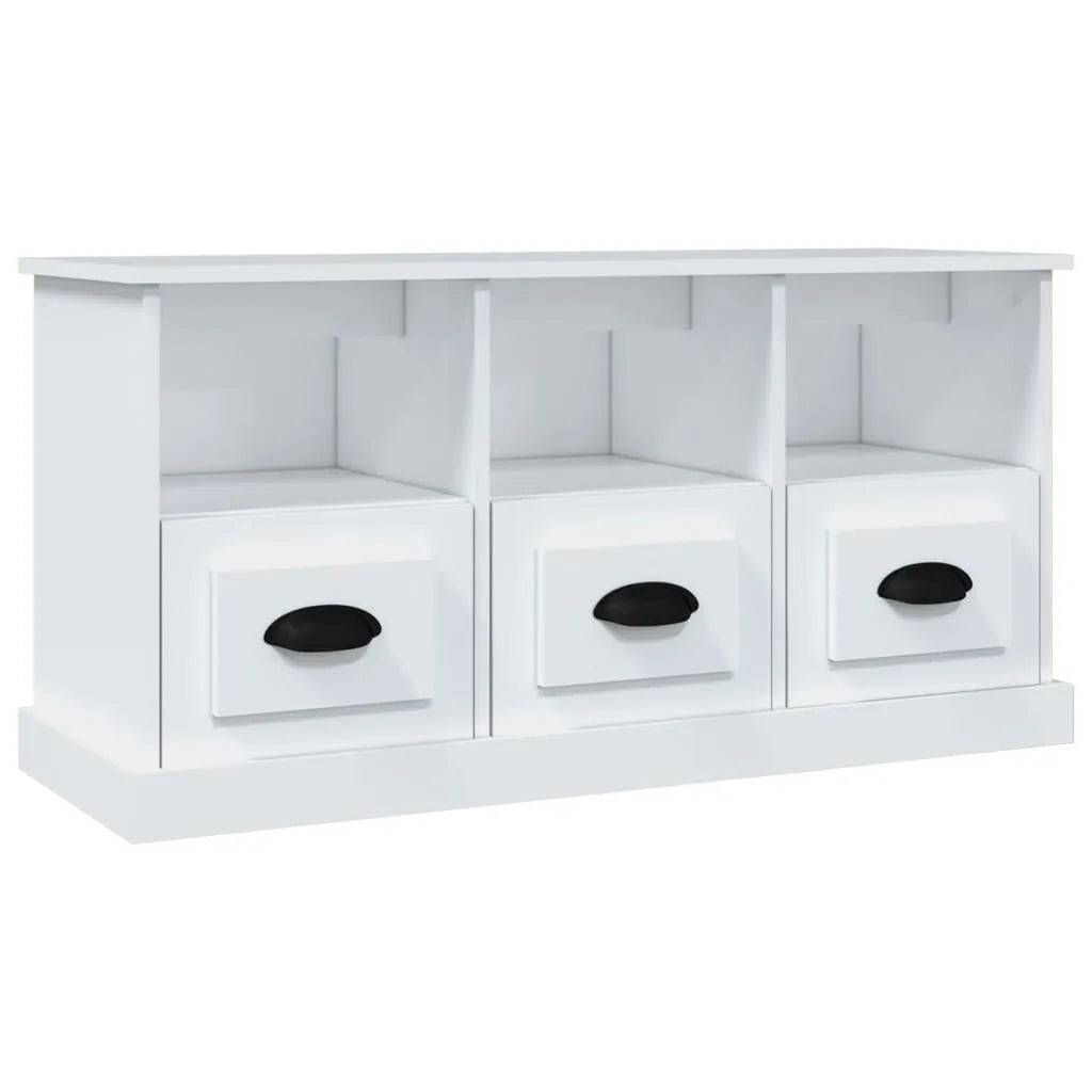 Meuble TV Bois Blanc et Noir - 100 cm-Mon Meuble TV-Blanc-1