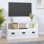 Meuble TV Bois Blanc et Noir - 100 cm-Mon Meuble TV-Blanc-2