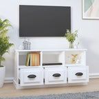 Meuble TV Bois Blanc et Noir - 100 cm-Mon Meuble TV-Blanc-3