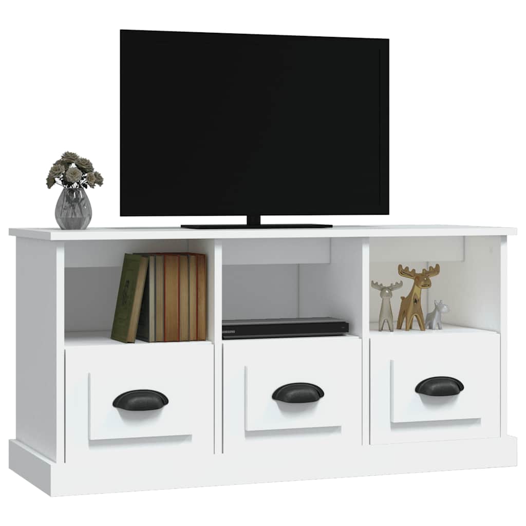 Meuble TV Bois Blanc et Noir - 100 cm-Mon Meuble TV-Blanc-4