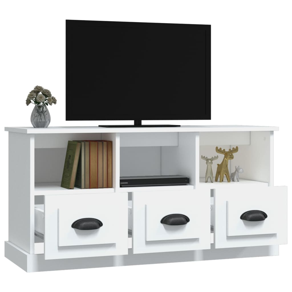 Meuble TV Bois Blanc et Noir - 100 cm-Mon Meuble TV-Blanc-5