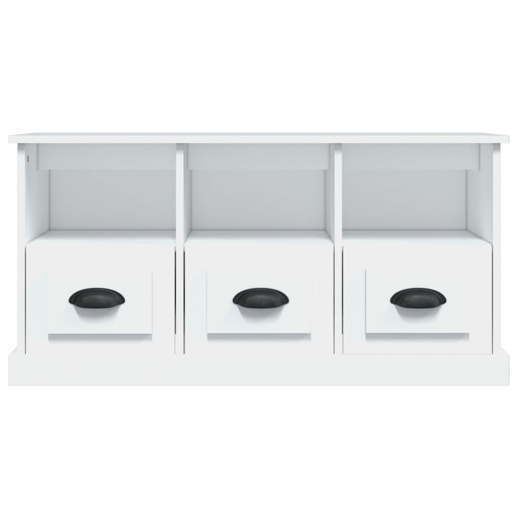 Meuble TV Bois Blanc et Noir - 100 cm-Mon Meuble TV-Blanc-6