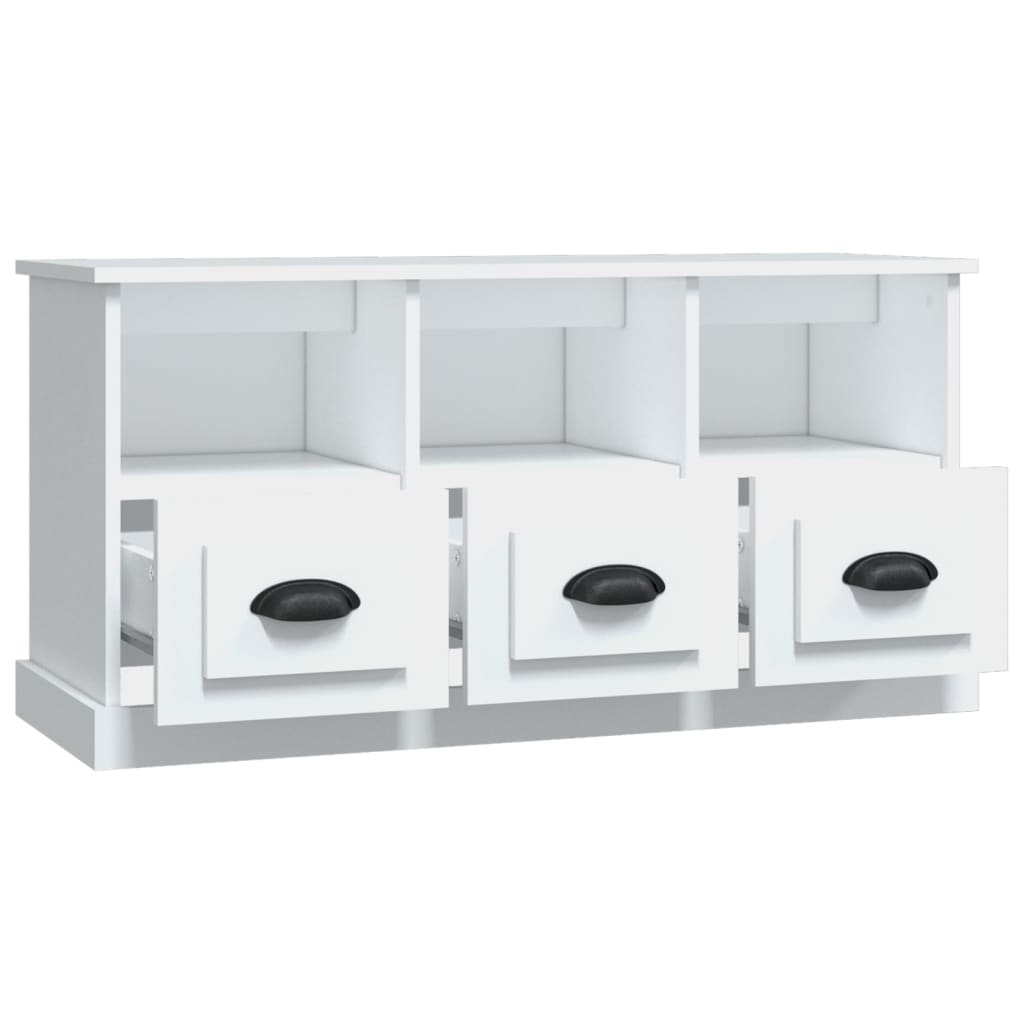 Meuble TV Bois Blanc et Noir - 100 cm-Mon Meuble TV-Blanc-7