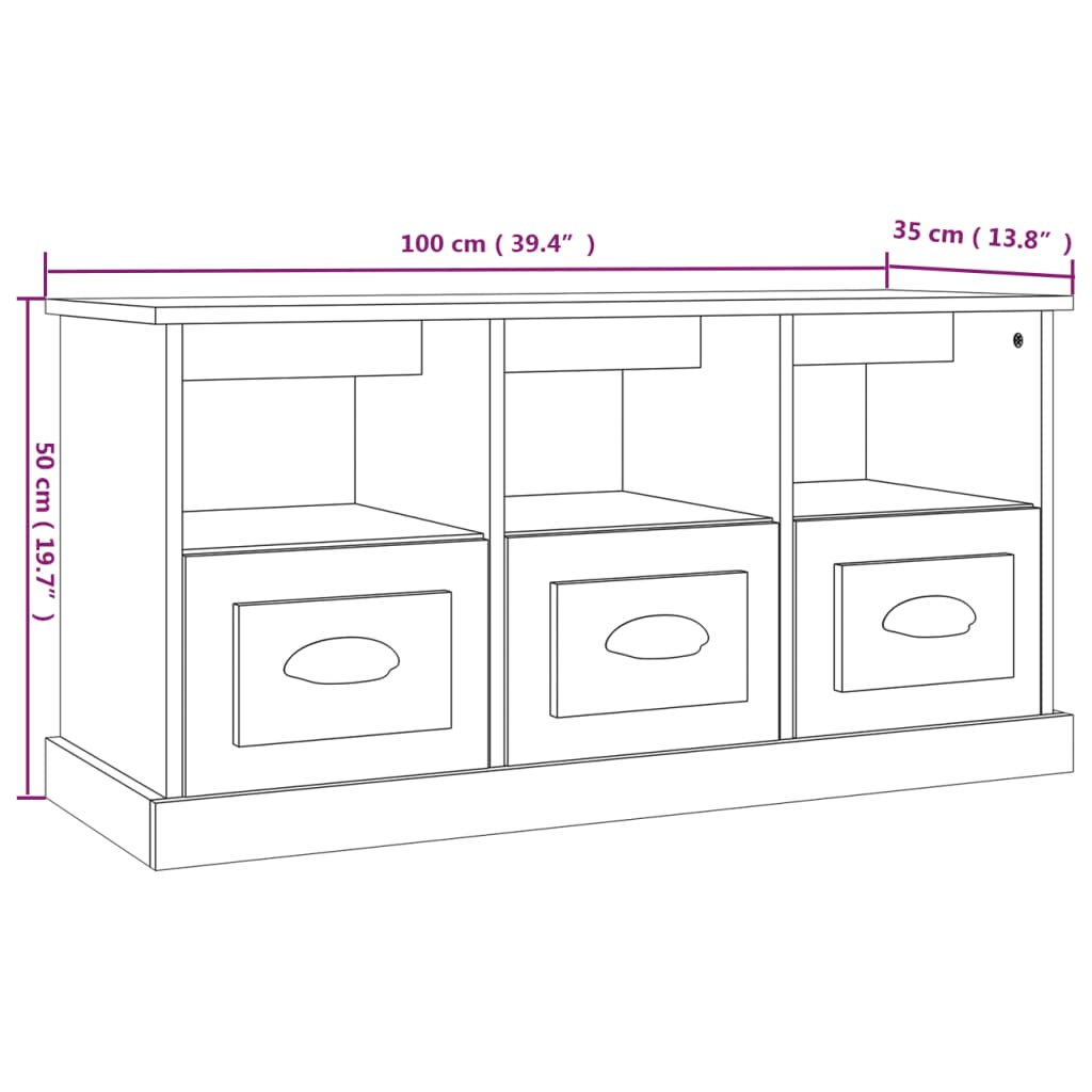 Meuble TV Bois Blanc et Noir - 100 cm-Mon Meuble TV-Blanc-8