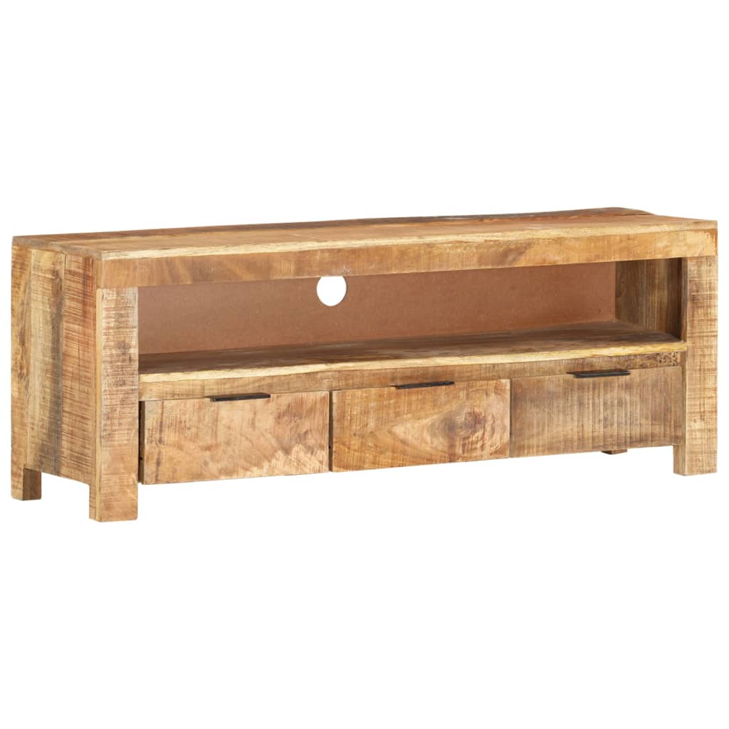 Meuble TV Bois Brut Clair en Manguier - 110 cm-Mon Meuble TV-11