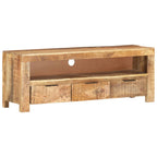 Meuble TV Bois Brut Clair en Manguier - 110 cm-Mon Meuble TV-11