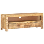Meuble TV Bois Brut Clair en Manguier - 110 cm-Mon Meuble TV-12