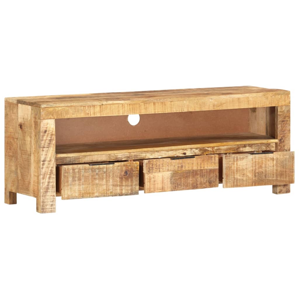 Meuble TV Bois Brut Clair en Manguier - 110 cm-Mon Meuble TV-3