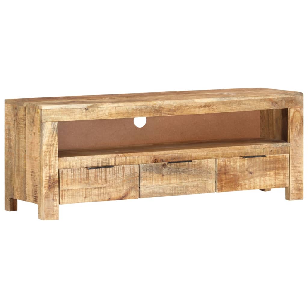 Meuble TV Bois Brut Clair en Manguier - 110 cm-Mon Meuble TV-9