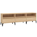 Meuble TV Bois Clair et Noir Effet Chêne - 150 cm-Mon Meuble TV-1
