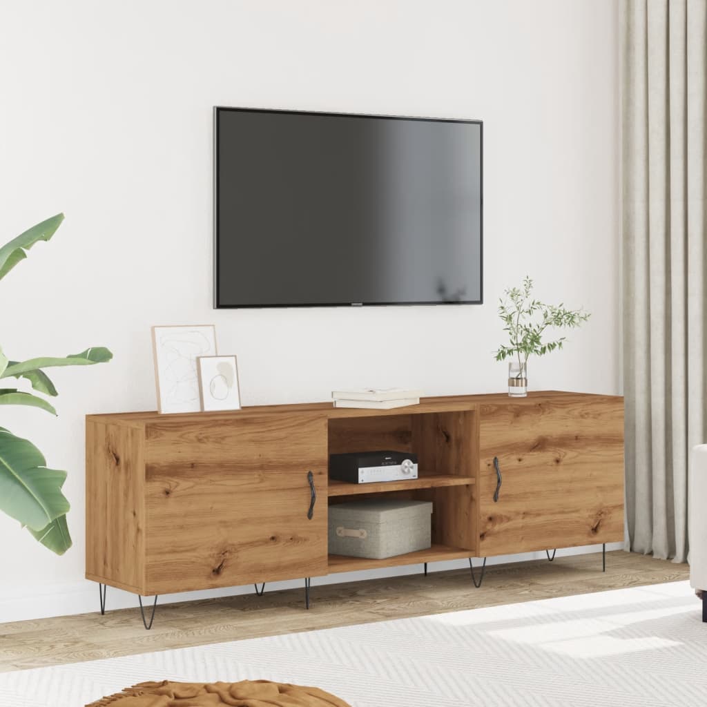 Meuble TV Bois Clair et Pieds en Métal - 150 cm-Mon Meuble TV-2