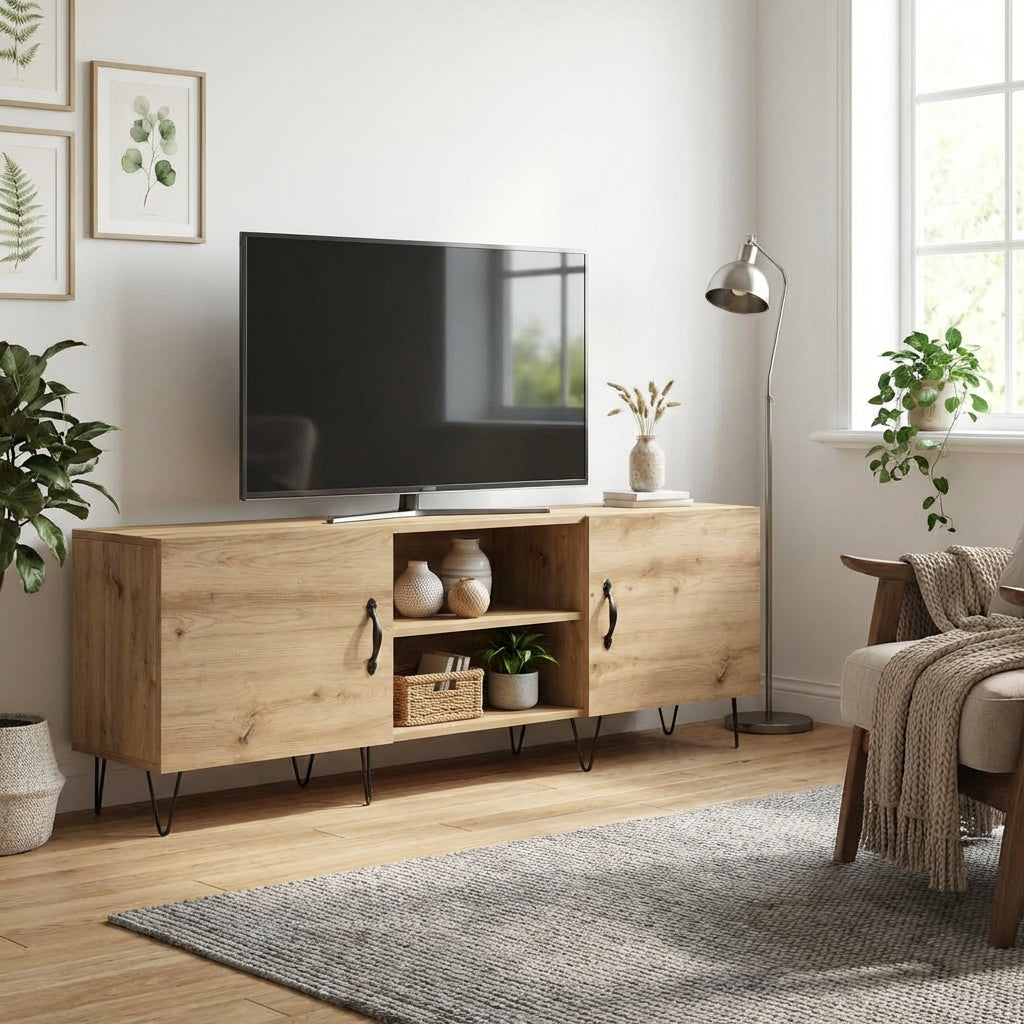 meuble-tv-bois-clair-et-pieds-en-metal-decor