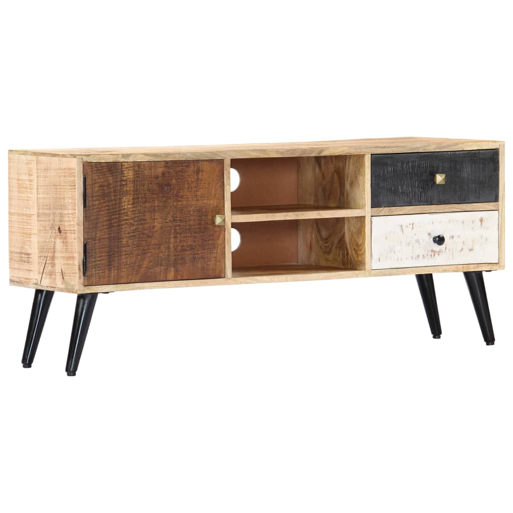 Meuble TV Bois Couleur en Manguier Massif - 115 cm-Mon Meuble TV-11
