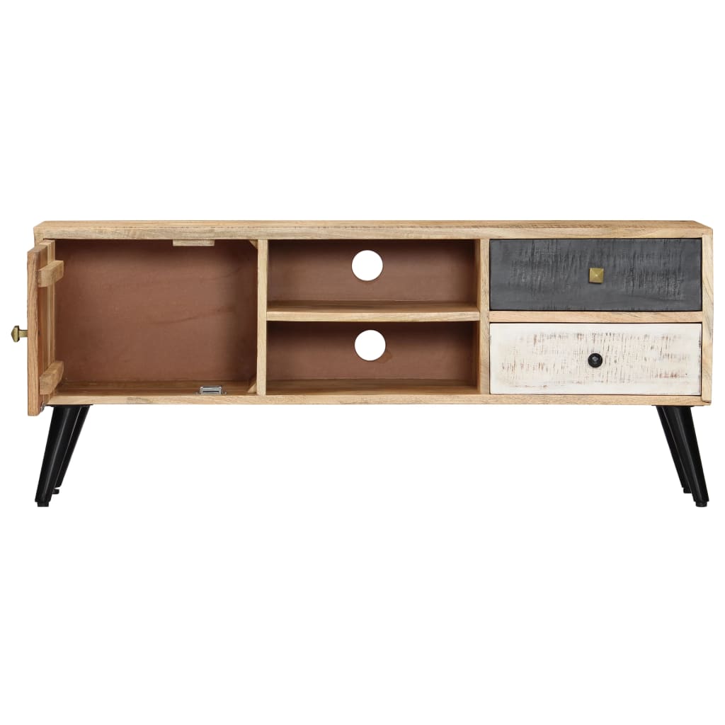 Meuble TV Bois Couleur en Manguier Massif - 115 cm-Mon Meuble TV-3