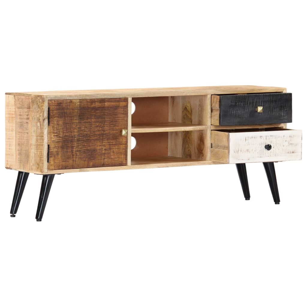 Meuble TV Bois Couleur en Manguier Massif - 115 cm-Mon Meuble TV-4
