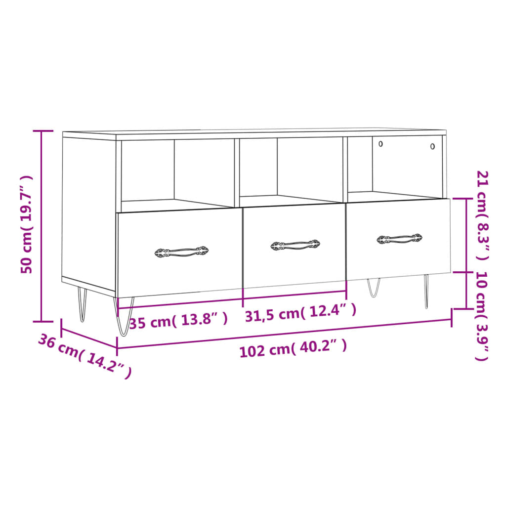 Meuble TV Bois et Fer Industriel Effet Béton - 102 cm-Mon Meuble TV-Chêne fumé-1-12
