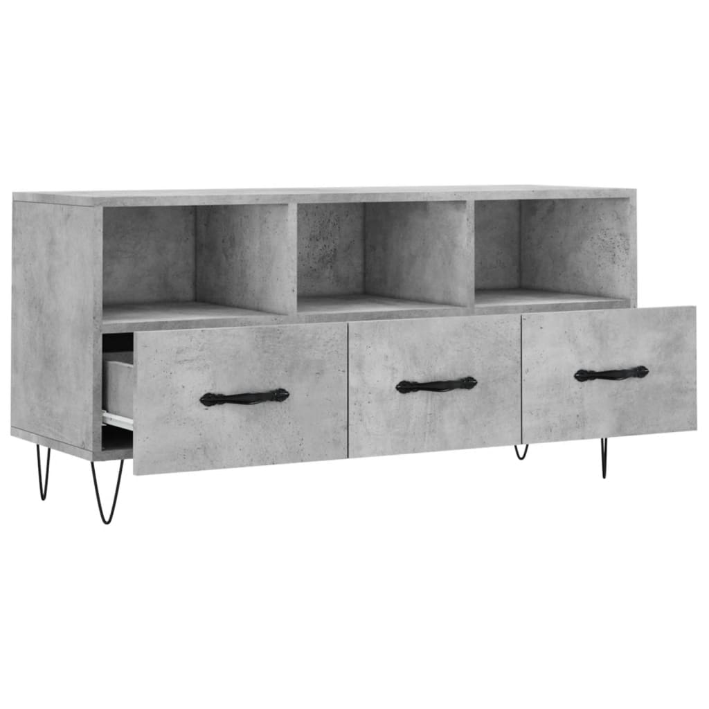 Meuble TV Bois et Fer Industriel Effet Béton - 102 cm-Mon Meuble TV-Chêne fumé-1-6