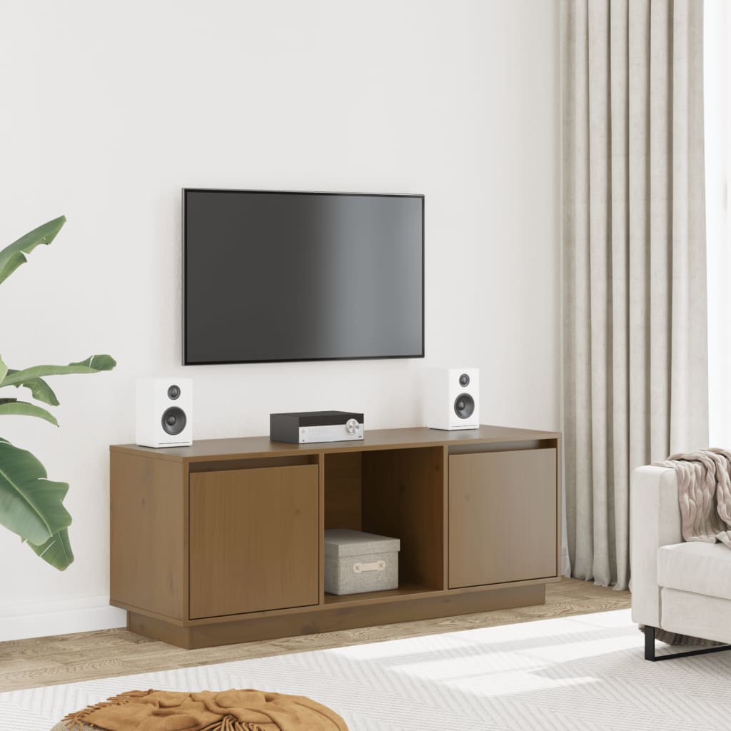 Meuble TV Bois et Gris Anthracite en Pin - 74 cm-Mon Meuble TV-marron miel-1-14