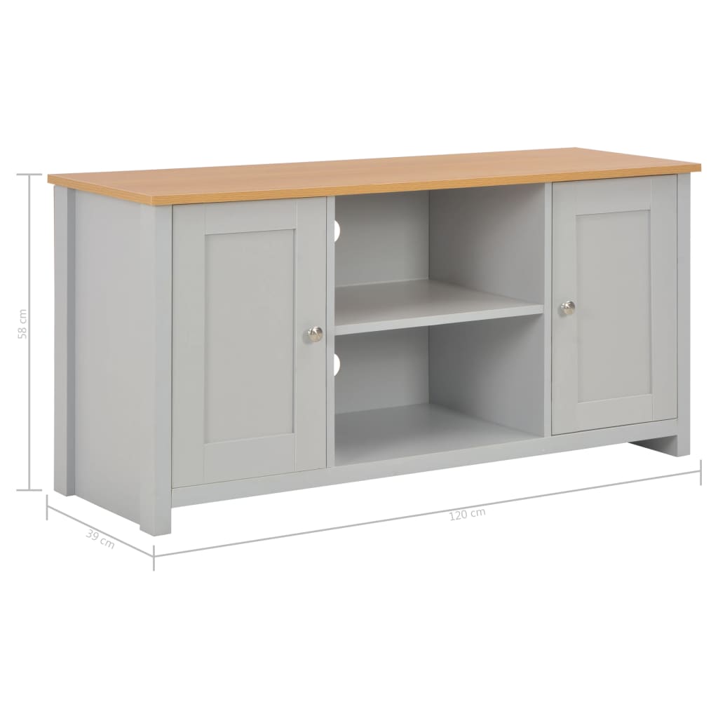 Meuble TV Bois et Gris Finition Naturelle - 120 cm-Mon Meuble TV-95 cm-1-9