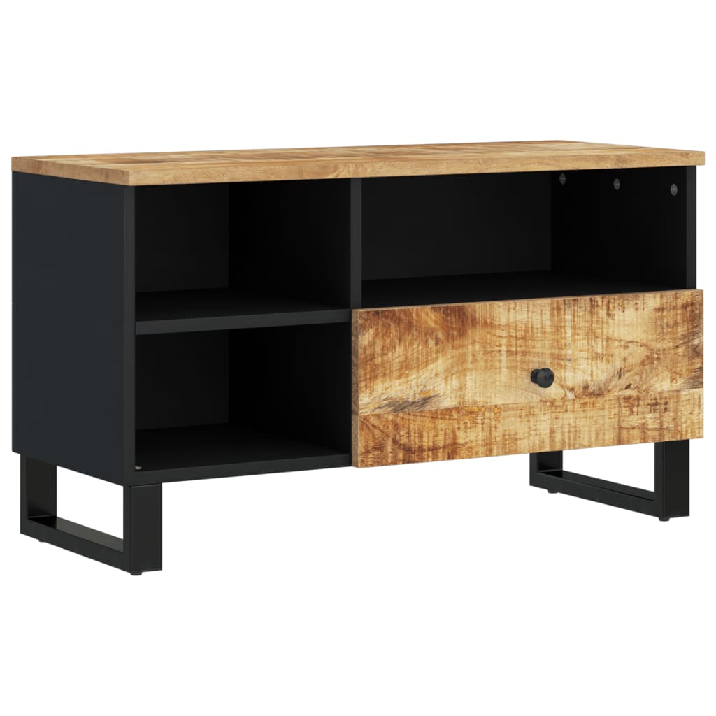 Meuble TV Bois Foncé et Noir en Manguier - 80 cm-Mon Meuble TV-Marron miel-4