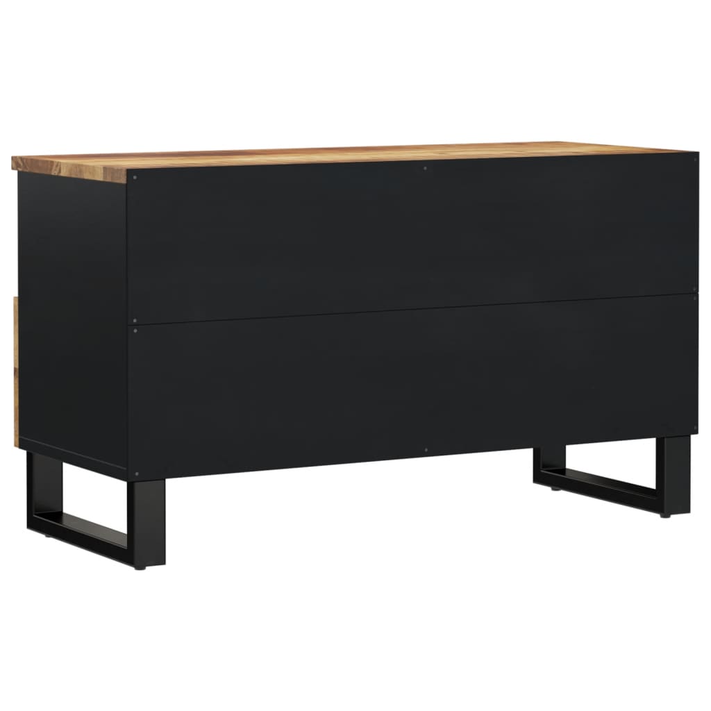 Meuble TV Bois Foncé et Noir en Manguier - 80 cm-Mon Meuble TV-Marron miel-5